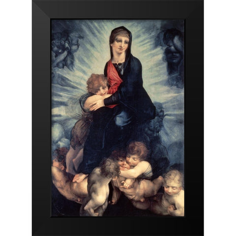 Madonna and Child Black Modern Wood Framed Art Print by Fiorentino, Rosso