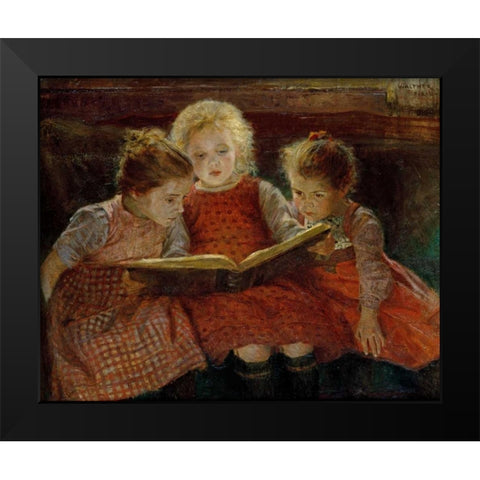 A Good Book Black Modern Wood Framed Art Print by Firle, Walter