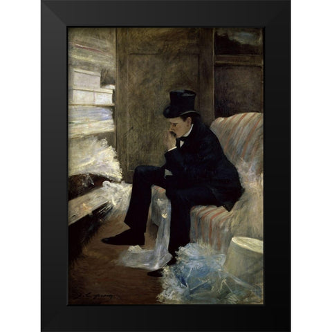 The Widower Black Modern Wood Framed Art Print by Forain, Jean-Louis