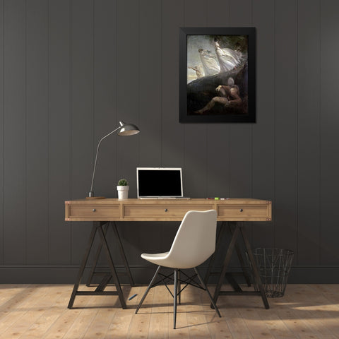 The Ladies of Hastings Black Modern Wood Framed Art Print by Fuseli, Henry