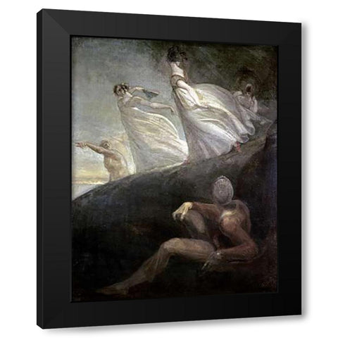 The Ladies of Hastings Black Modern Wood Framed Art Print with Double Matting by Fuseli, Henry