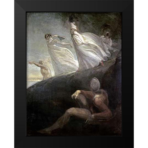 The Ladies of Hastings Black Modern Wood Framed Art Print by Fuseli, Henry