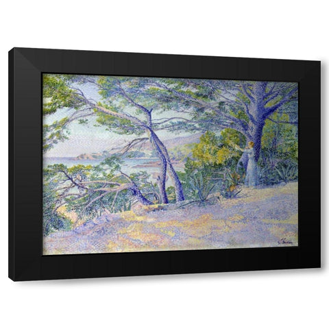 Sous les Pins a Carqueiranne Black Modern Wood Framed Art Print with Double Matting by Gaidan, Louis