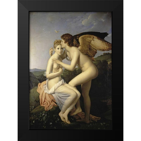Cupid and Psyche Black Modern Wood Framed Art Print by Gerard, Francois Pascal Simon