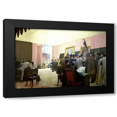 A Meeting of the Painting Jury Black Modern Wood Framed Art Print by Gervex, Henri