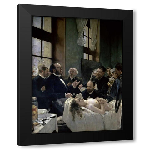 Doctor Preau Operating at the St. Louis Hospital Black Modern Wood Framed Art Print by Gervex, Henri