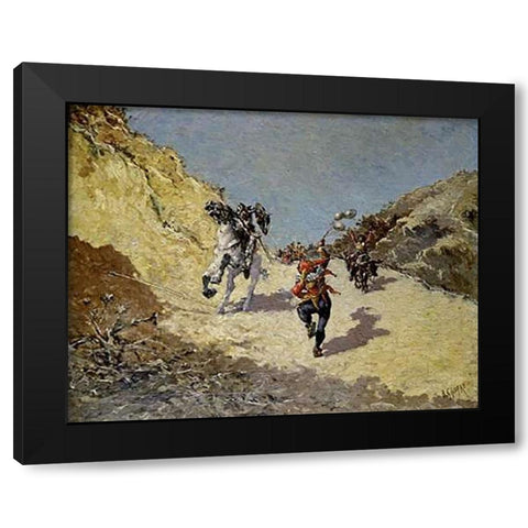 Don Quixote Baldomer Black Modern Wood Framed Art Print by Gimenez, Baldomer Galofre