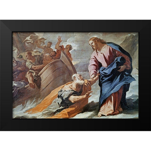 Jesus Holy Christ at the Sea Black Modern Wood Framed Art Print by Giordano, Luca
