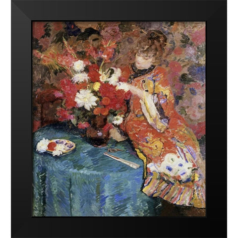 Le Kimono Black Modern Wood Framed Art Print by Godfrinon, Ernst Jean Joseph