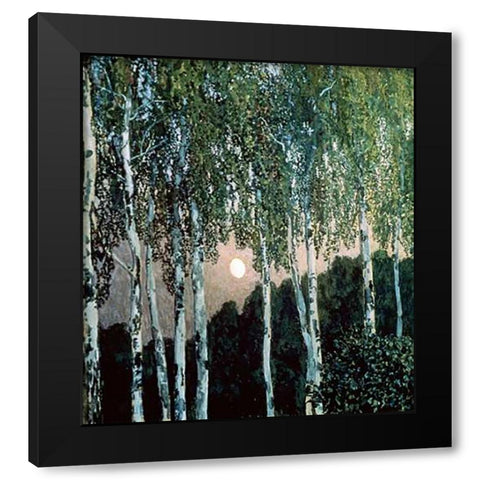Birch Trees Black Modern Wood Framed Art Print with Double Matting by Golovin, Aleksandr Jakovlevic