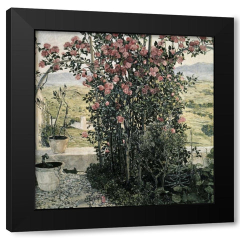 Valley in Umbria Black Modern Wood Framed Art Print by Golovin, Aleksandr Jakovlevic