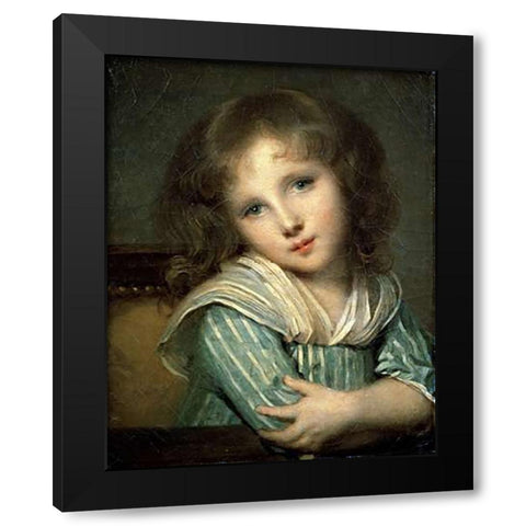 The Girl at the Table Black Modern Wood Framed Art Print by Greuze, Jean Baptiste