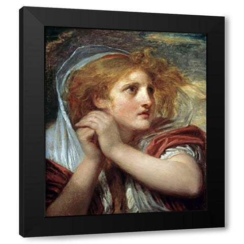 The Terror Black Modern Wood Framed Art Print with Double Matting by Greuze, Jean Baptiste