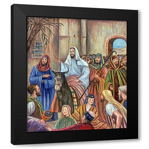 Entry into Jerusalem Black Modern Wood Framed Art Print by Guercino, Giovanni