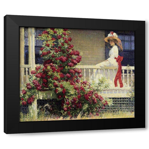 The Crimson Rambler Black Modern Wood Framed Art Print with Double Matting by Hale, Philip Leslie