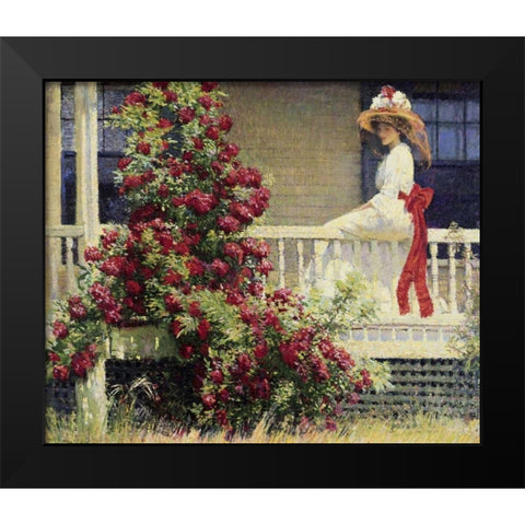 The Crimson Rambler Black Modern Wood Framed Art Print by Hale, Philip Leslie