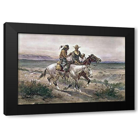 Questionable Companions Black Modern Wood Framed Art Print by Hansen, Herman Wendelborg