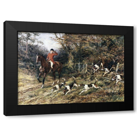 Calling Hounds Out of Cover Black Modern Wood Framed Art Print with Double Matting by Hardy, Heywood