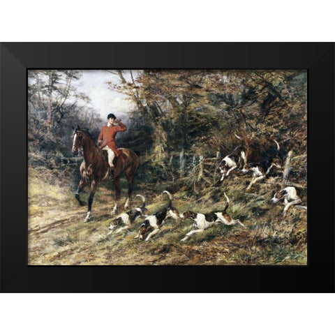 Calling Hounds Out of Cover Black Modern Wood Framed Art Print by Hardy, Heywood