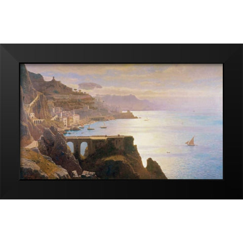 Amalfi Coast S.L.L. Black Modern Wood Framed Art Print by Haseltine, William Stanley
