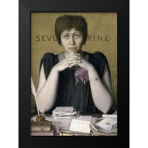 Madame Severine Black Modern Wood Framed Art Print by Hawkins, Louis Welden