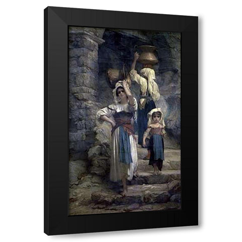 The Women of Cervaria Black Modern Wood Framed Art Print with Double Matting by Hebert, Antoine Auguste Ernest