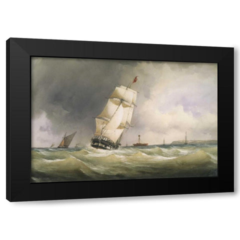 Off the Nore Before 1844 Black Modern Wood Framed Art Print by Herbert, Alfred