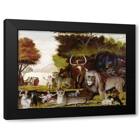 The Peaceable Kingdom - I Black Modern Wood Framed Art Print with Double Matting by Hicks, Edward