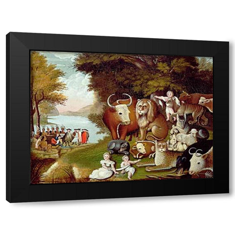 The Peaceable Kingdom (II) Black Modern Wood Framed Art Print by Hicks, Edward