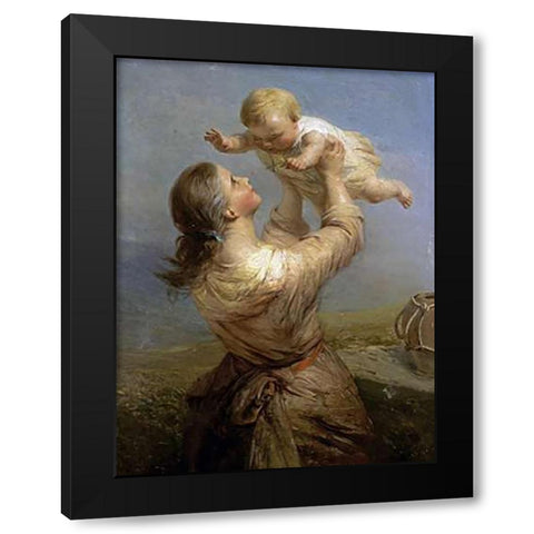 She Looks and Looks, and Still with New Delight Black Modern Wood Framed Art Print with Double Matting by Hill, James John