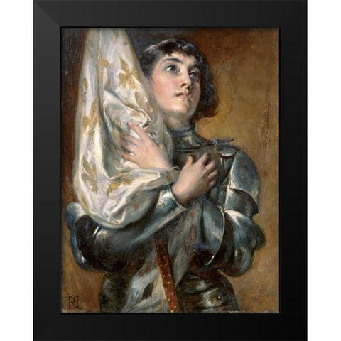 Joan of Arc Black Modern Wood Framed Art Print by Hillingford, Robert Alexander