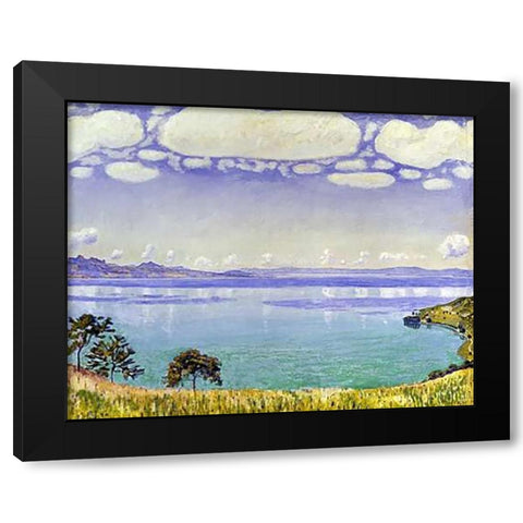 Leman Lake seen from Chexbre Black Modern Wood Framed Art Print by Hodler, Ferdinand