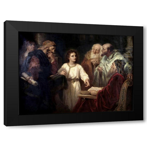 Christ in the Temple at 12 Black Modern Wood Framed Art Print with Double Matting by Hofmann, Heinrich