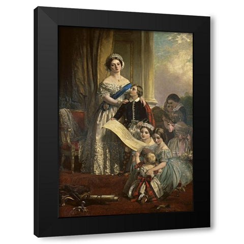 Queen Victoria and her Children Black Modern Wood Framed Art Print with Double Matting by Horsley, John Callcott