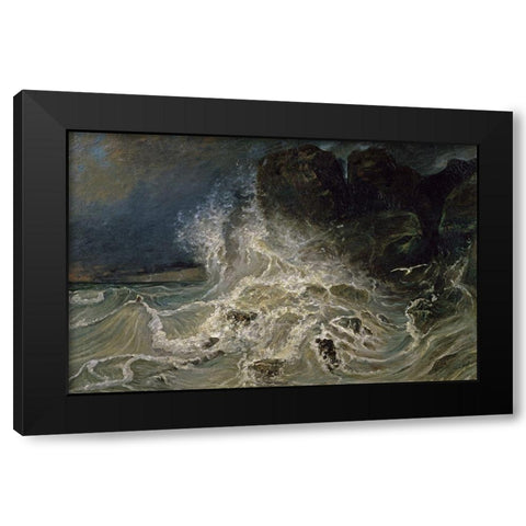 Breakers at the Granville Point Black Modern Wood Framed Art Print by Huet, Paul