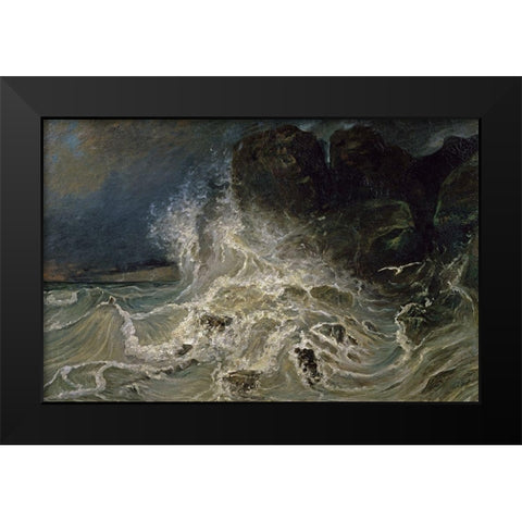 Breakers at the Granville Point Black Modern Wood Framed Art Print by Huet, Paul