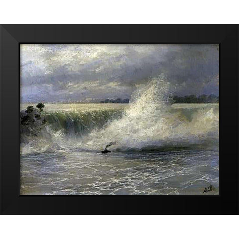 Niagara Falls Black Modern Wood Framed Art Print by Ivazovsky, Ivan Konstantinovic