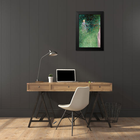 In the Hawthorn Hedge Black Modern Wood Framed Art Print by Larsson, Carl