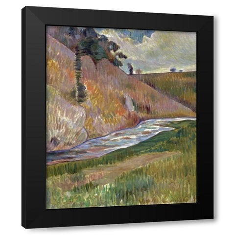 Breton Landscape Black Modern Wood Framed Art Print with Double Matting by Laval, Charles