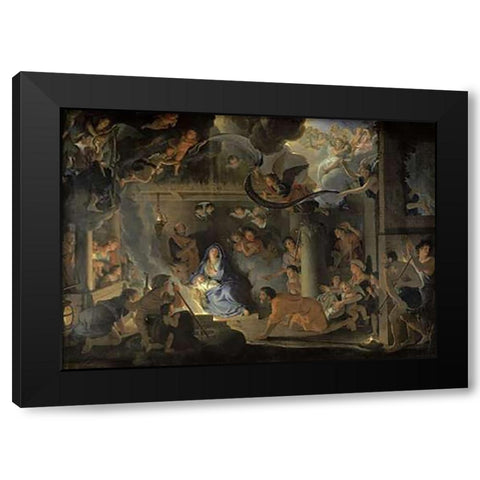 Adoration of the Shepherds Black Modern Wood Framed Art Print by Le Brun, Charles