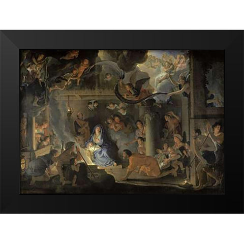 Adoration of the Shepherds Black Modern Wood Framed Art Print by Le Brun, Charles