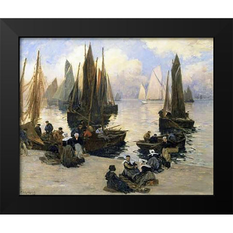 Port Breton Black Modern Wood Framed Art Print by Legout-Gerard, Fernand