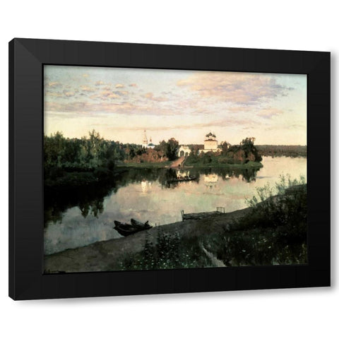Evening Bells Black Modern Wood Framed Art Print with Double Matting by Levitan, Isaak