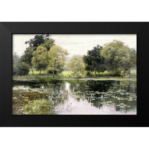 Water Lilies on a Pond Black Modern Wood Framed Art Print by Levitan, Isaak