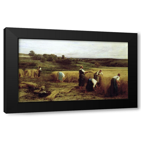 Harvest Time Black Modern Wood Framed Art Print with Double Matting by Lhermitte, Leon Augustin