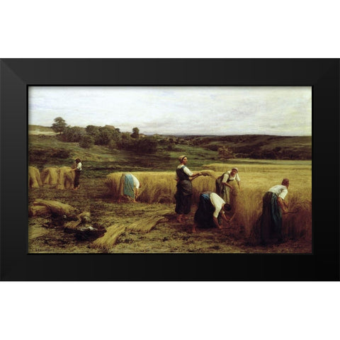 Harvest Time Black Modern Wood Framed Art Print by Lhermitte, Leon Augustin