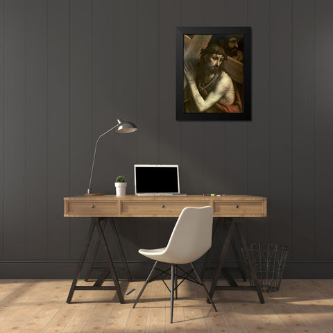 Museumist Bearing His Cross Black Modern Wood Framed Art Print by Luini, Bernardino