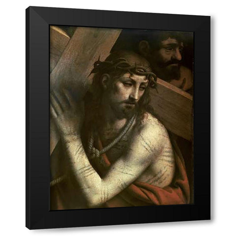 Museumist Bearing His Cross Black Modern Wood Framed Art Print by Luini, Bernardino