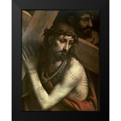 Museumist Bearing His Cross Black Modern Wood Framed Art Print by Luini, Bernardino