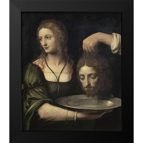 Salome Receiving the Head of John the Baptist Black Modern Wood Framed Art Print by Luini, Bernardino